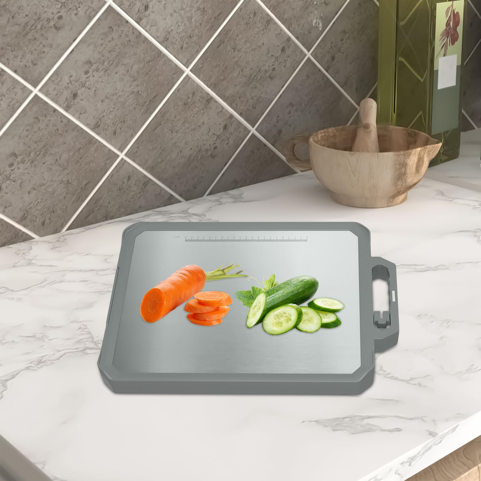 Taglieri da cucina su entrambi i lati in metallo | Tappetino antiscivolo per uso alimentare, per casa, gastronomia, preparazione di verdure, cuocere