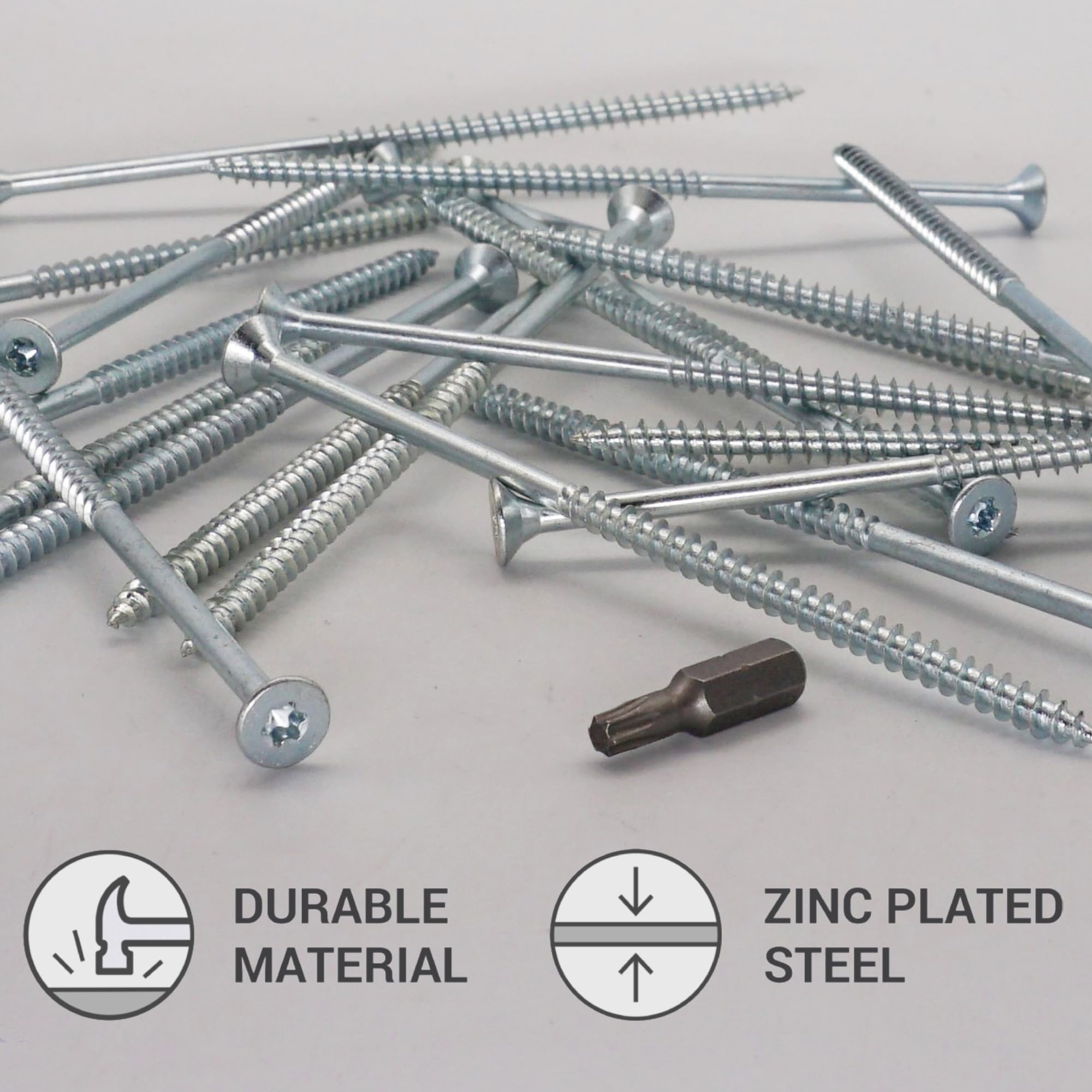SKIR'CO (20 pcs) Zinc Plated Steel Wood Screws 5.0 x 120 mm, Torx Countersunk Head Screws, Chipboard Screws, Partially Threaded - Image 3