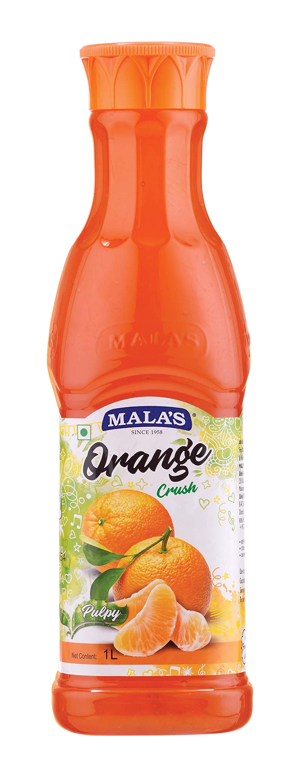Mala's Mala Orange Crush Fruit Drink - 1 Litre Bottle, 1000 G, No Preservatives
