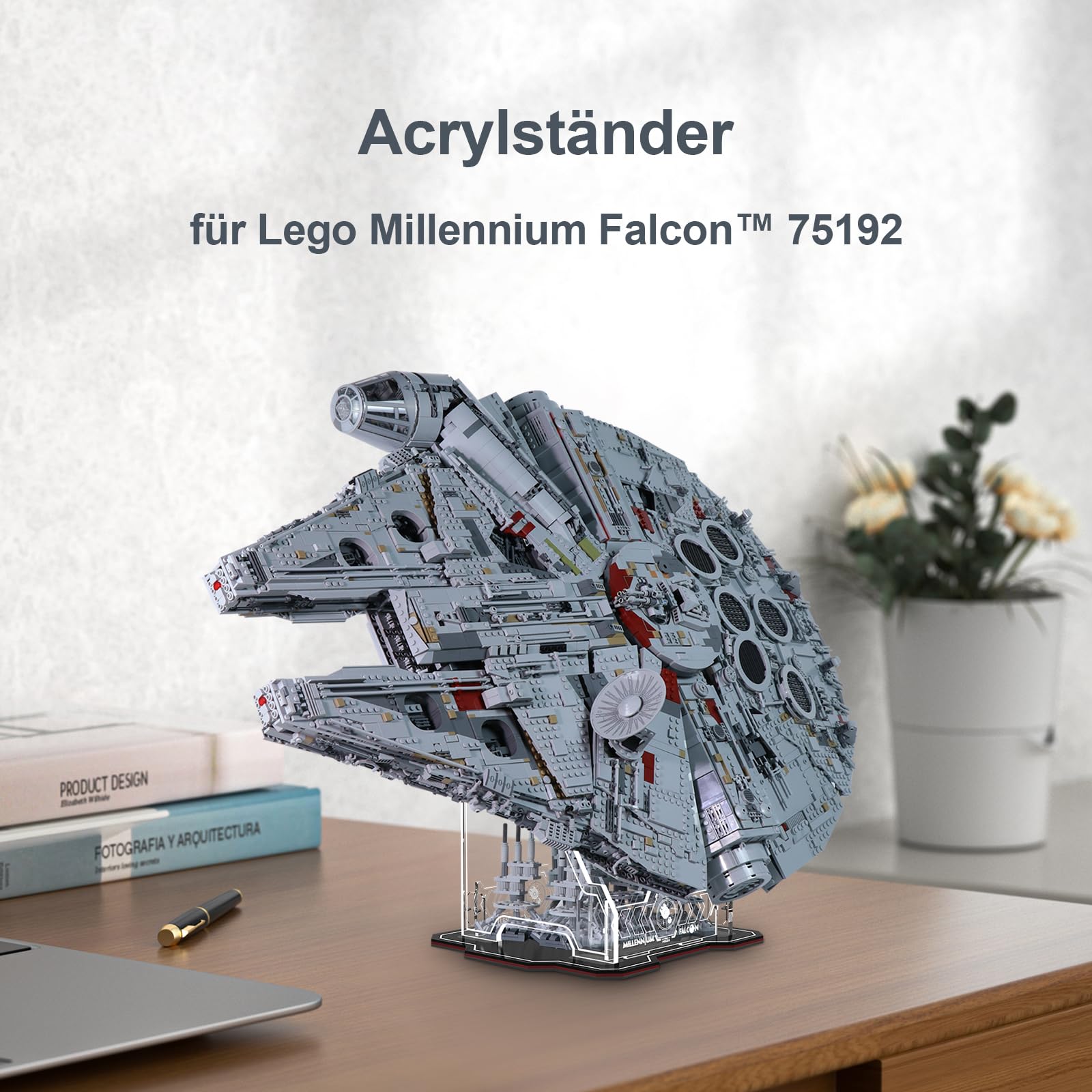cooldac Acryl Display Ständer kompatibel mit Lego Star Wars Millennium Falcon 75192, Vertikaler Transparenter Display-Ständer(Nur Display-Ständer, Kein Modell Enthalten)
