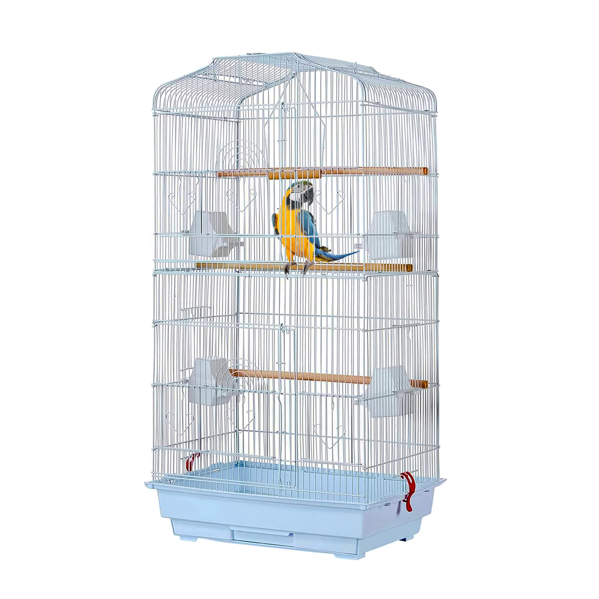 Large Metal Bird Cage for Budgie Parakeet Canary Cockatiel Finch or Lovebird by Crystals® (White)