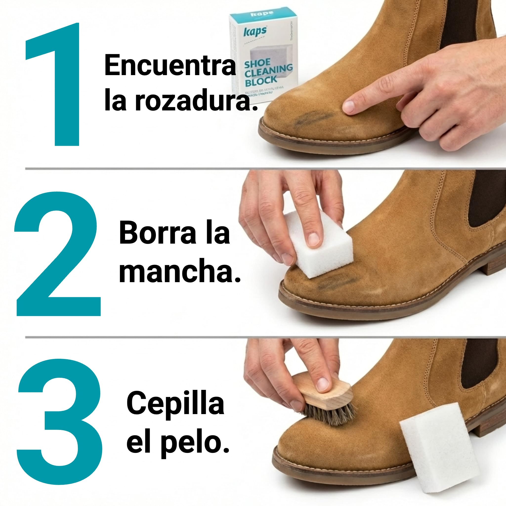 Calidad Nubuck y Borrador de Gamuza, removedor de Manchas, Limpiador de Goma, Zapatos Accesorios de Cuero Tapicería de Asientos de automóviles, Bloque de Kaps