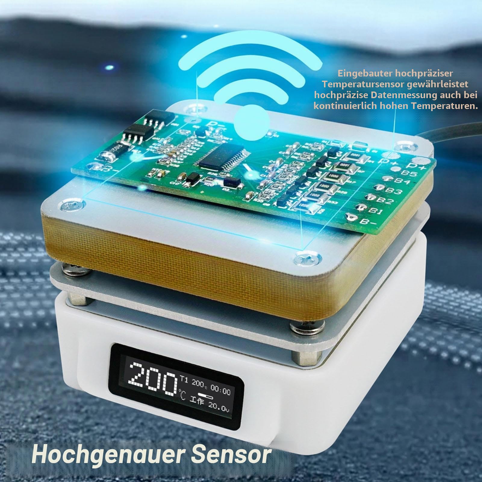 PCB Heizstation, 95W Lötstation Heizplatte, T55 Heizplatte Löten SMD, 25V Rework Heizung, Vorwärmen Lötstation, Labor-Heizplatten, Mini-Heizplatte, 55x55MM mit OLED-Display für Reparatur DIY Labor