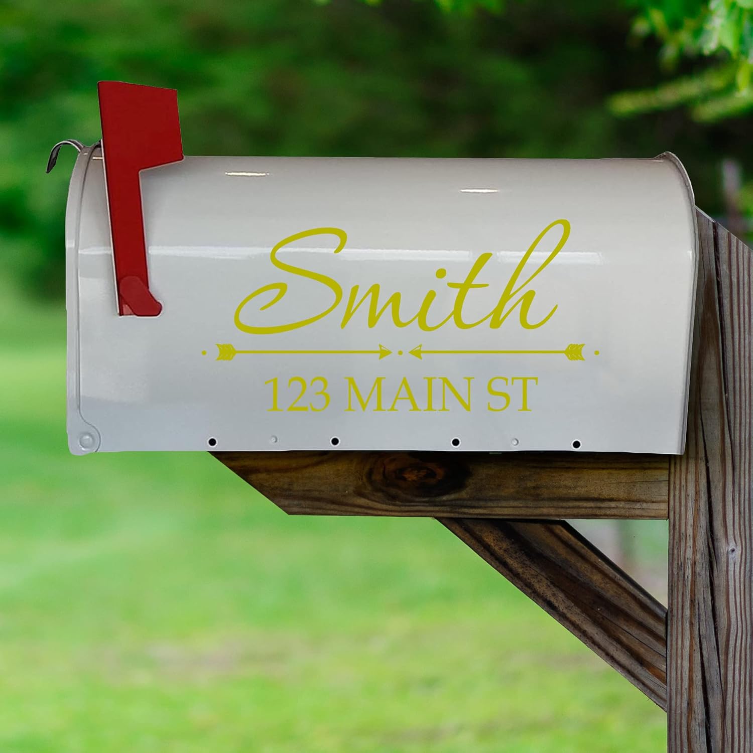 VWAQ Mailbox Custom Name Decal Personalized Mailbox Address Vinyl Sticker - TTC17 (White)