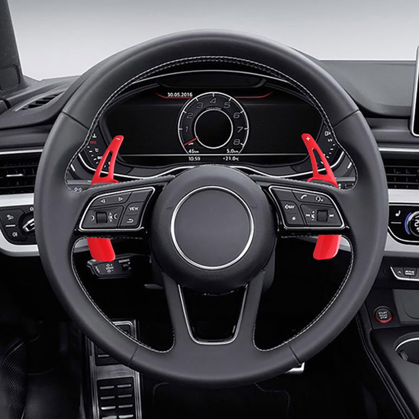 ontto ABS per volante auto, palette del cambio, estensione leva del cambio compatibile con Audi 2017-2019 S3 S5 SQ2 SQ5 A3 8V A4 A5 Q2 Q3 Q5 Q7 Paddleshift copertura estensione accessori-Rosso