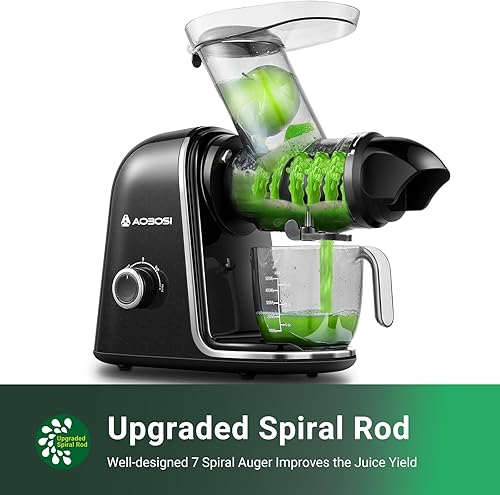 Miniatura 3 de Exprimidor de masticación, exprimidor Aobosi de prensa en frío con tubo XL, 2 modos, tecnología de limpieza rápida, parada de goteo, fácil montaje,