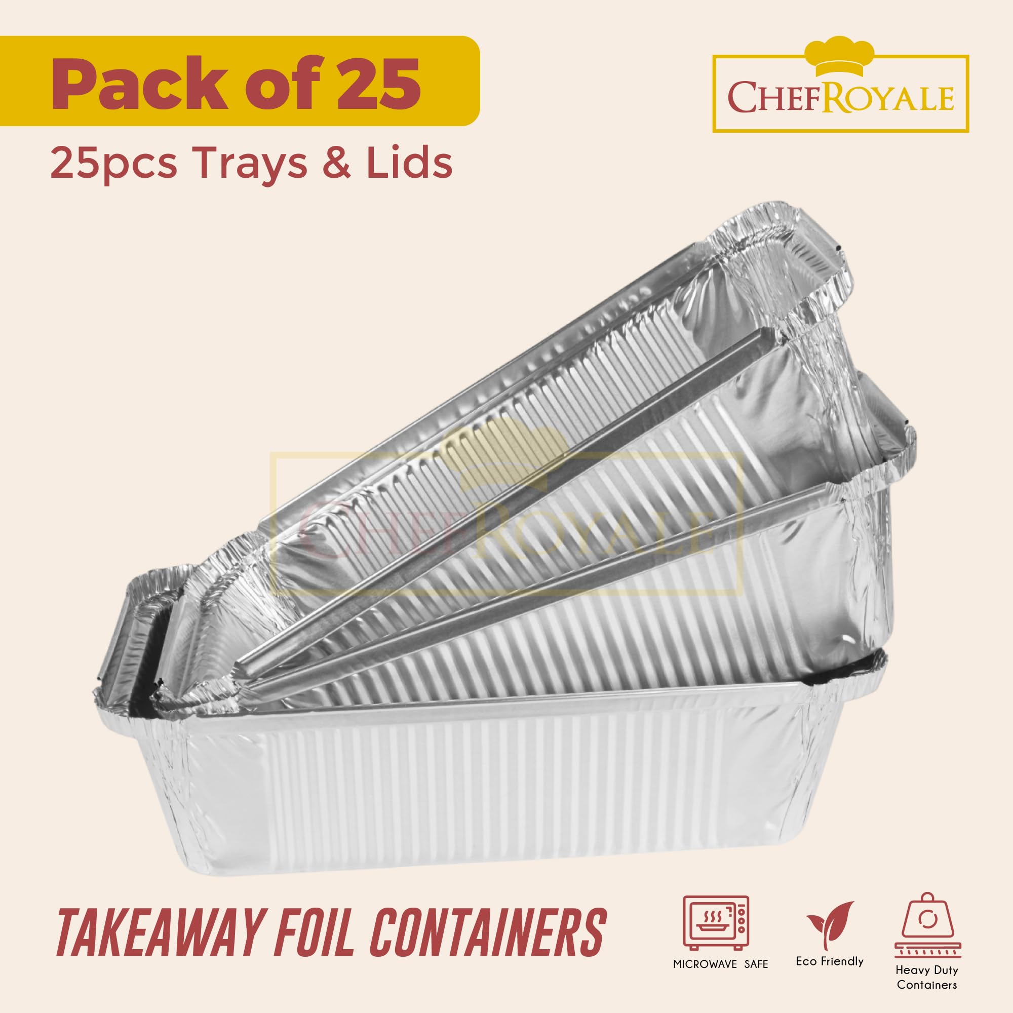 No6a Aluminium Foil Takeaway Containers With Lids - For Hot Food, Chinese, Indian Meals