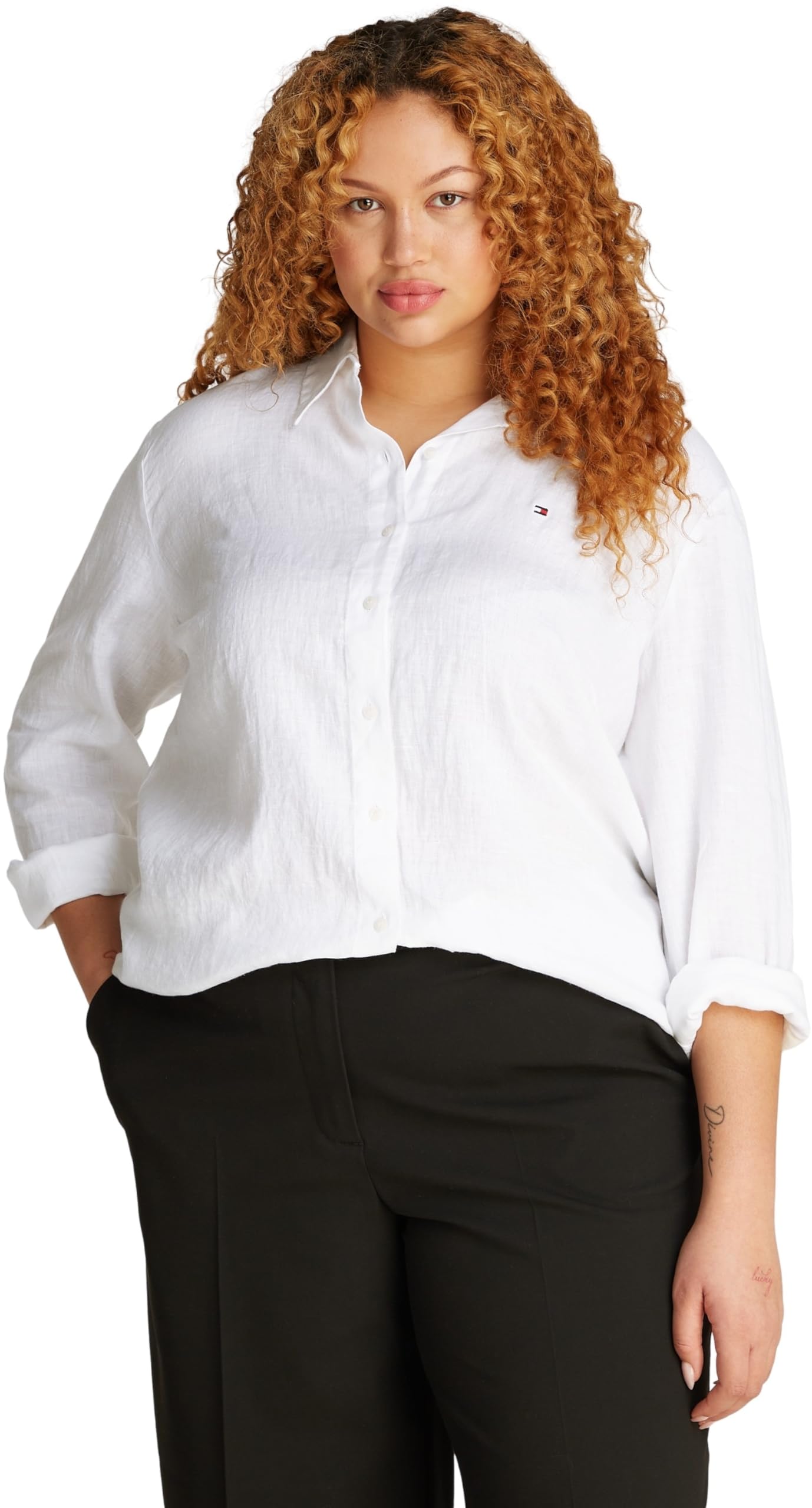 Tommy Hilfiger CRV Ess Linen Relaxed Shirt Ww0ww46093 CRV Ess Camicia Rilassata Lino WW0WW46093 Donna