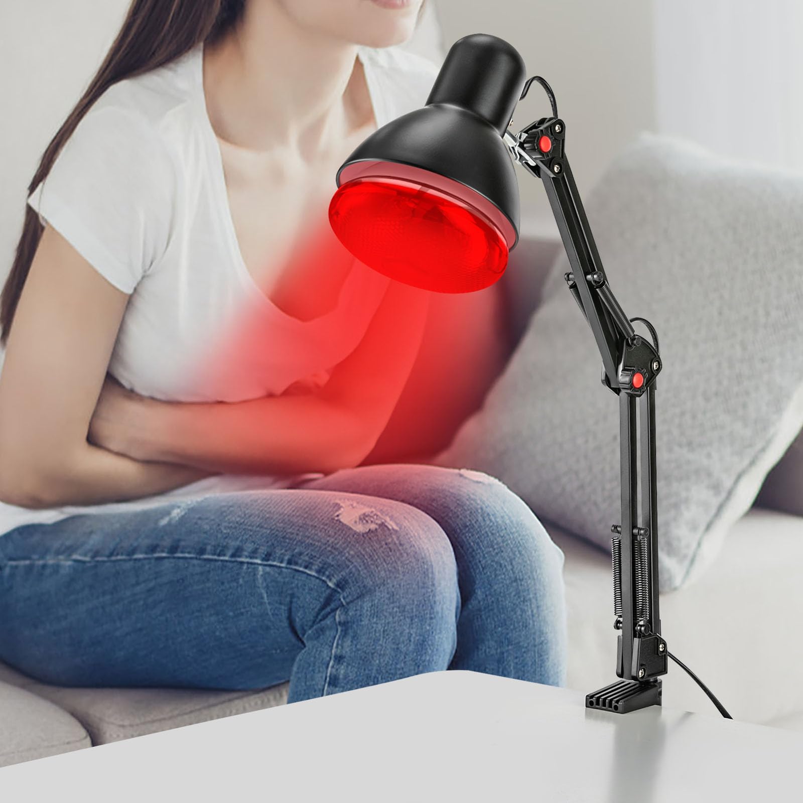 Czerwona lampa na podczerwień, 150 W, składana, do terapii, ból mięśni i stawów, medyczna