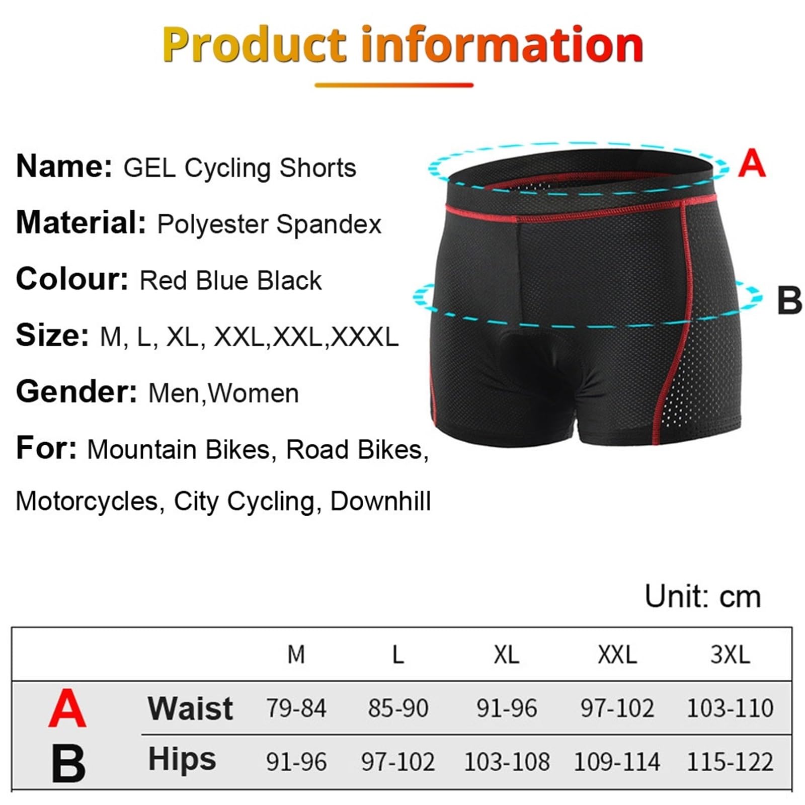 Pantaloncini da Ciclismo 2 Pezzi, in Rete Traspirante, con Imbottitura in Gel 5D, Antiurto, Uomo per Ciclismo