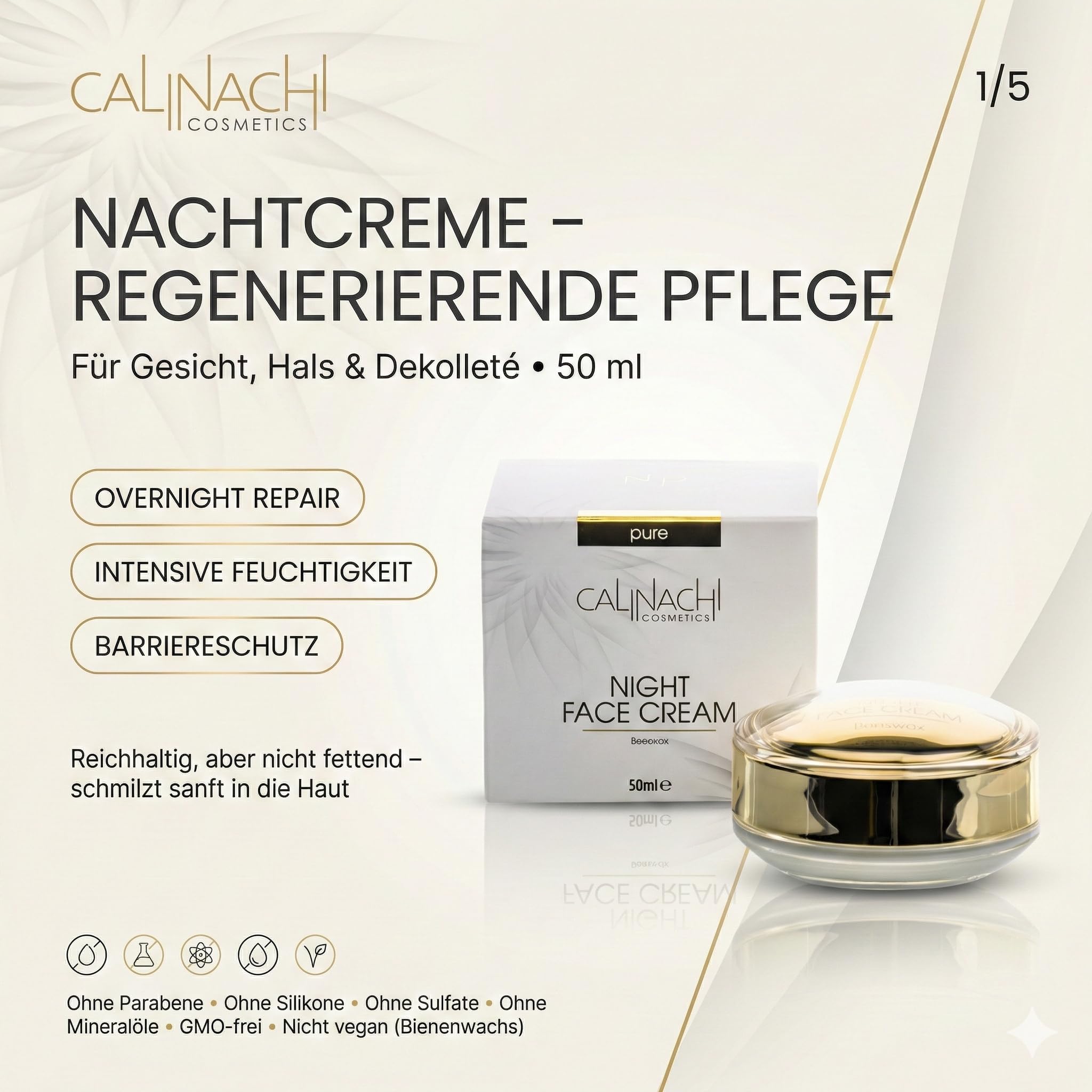 CALINACHI Anti-Aging Tages- & Nachtcreme Set 2x50 ml SPF 30 | Day-and-Night Anti-Aging Duo mit Matrixyl Synthe’6, Q10 und Hyaluron plus UVA/UVB Schutz am Tag