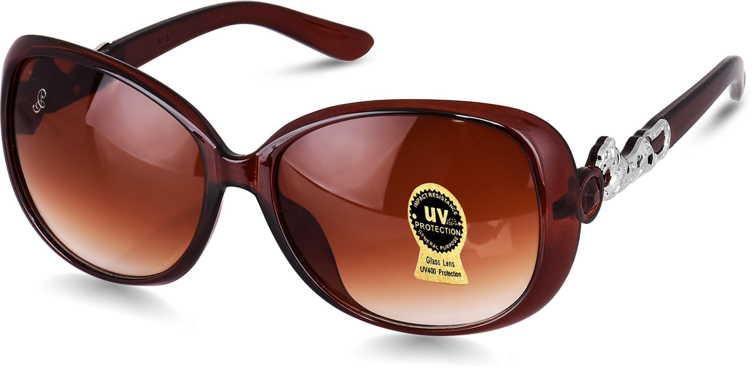 piraso UV Protected Lion Design Brown Oval Oversized Sunglasses For Women Girls-picture-25
