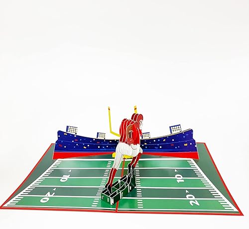 Miniatura 6 de Tarjeta de cumpleaños de fútbol americano, 5.91 x 7.87 pulgadas, sobre en blanco y bolsa de plástico transparente incluida