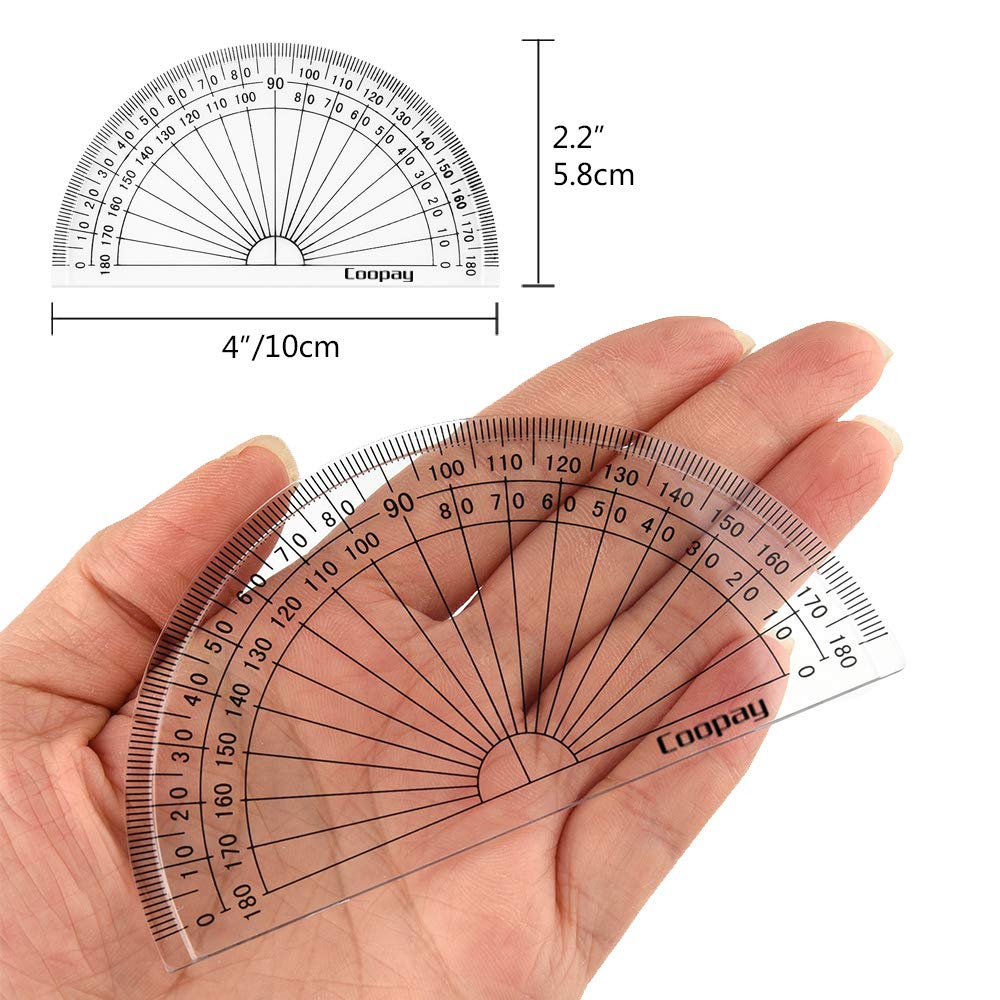 Coopay 24 Pack Plastic Protractors Clear Protractor Student Math