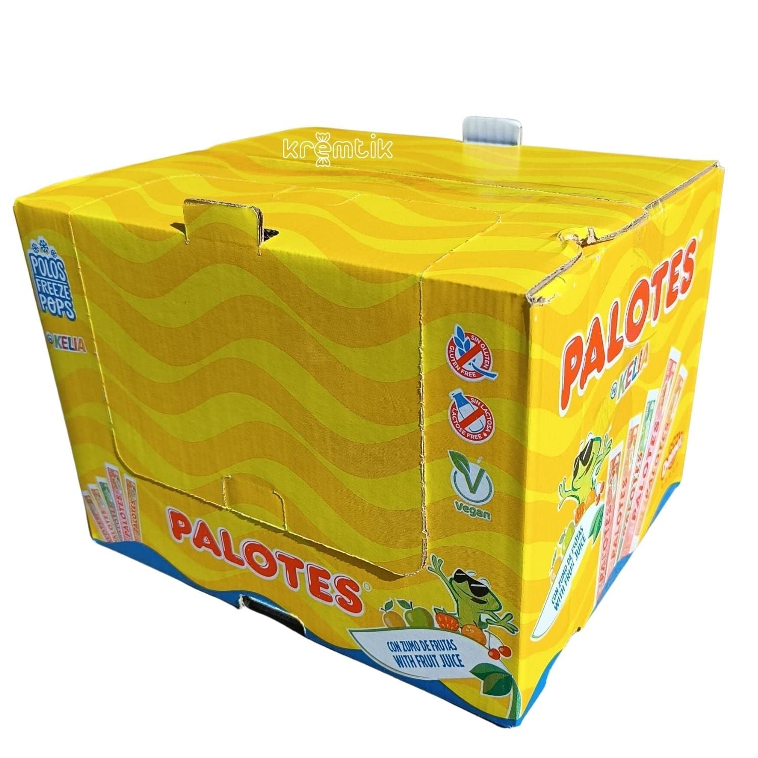 KREMTIK Palotes Kelia - Polo Flash Para Congelar En Casa 180 Unidades de 45ml Apto para Veganos Sabores: Cereza, Naranja, Fresa, Melocotón y Manzana