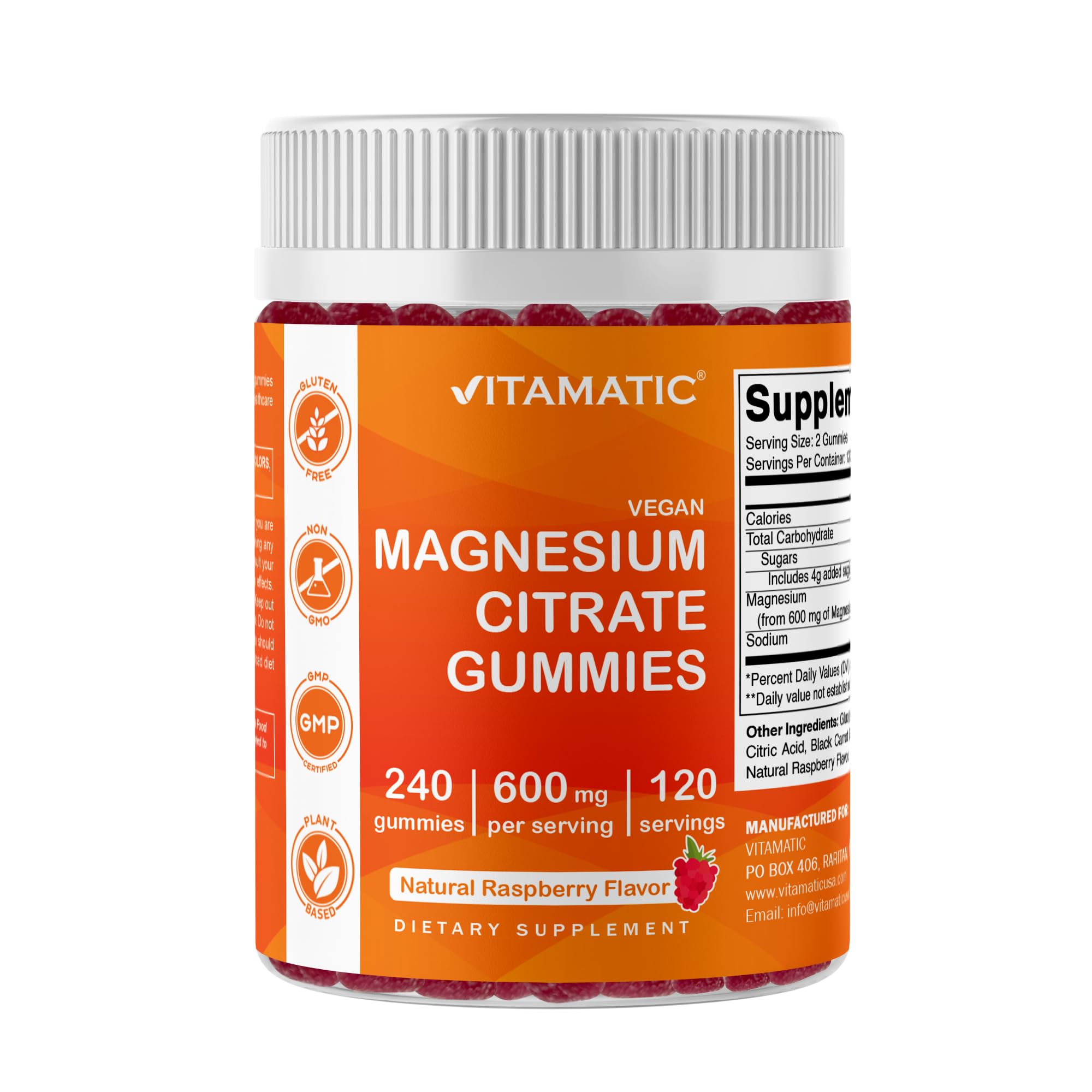 Vitamatic Gomas de Citrato de Magnésio 600 mg por porção, 240 gomas