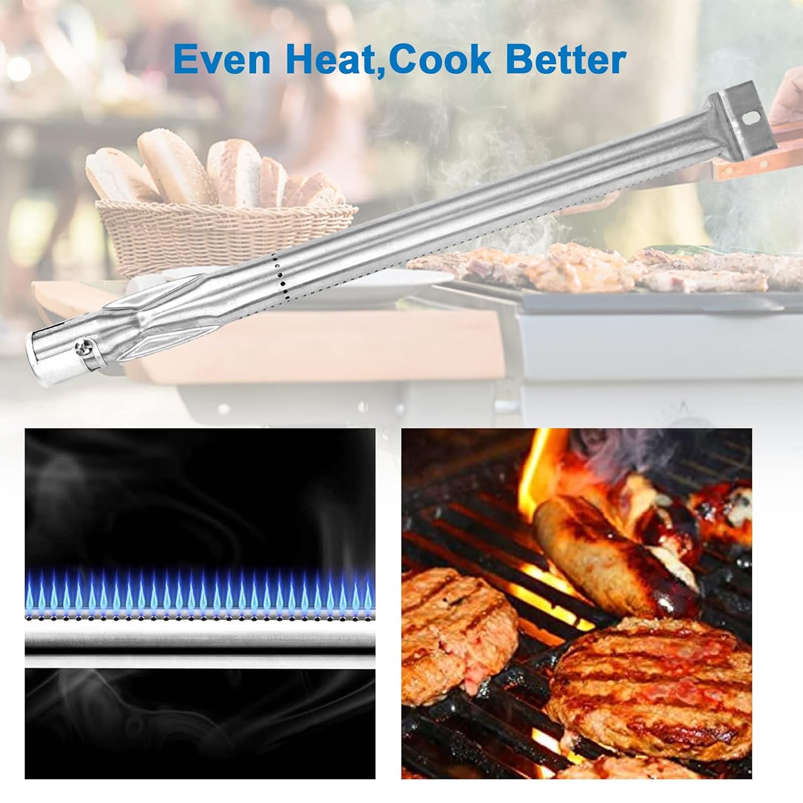 Bar.b.q.s 38,1cm Brûleurs de rechange en acier inoxydable pour Barbecook Siesta, Grill Chef, Kenmore Sears, K Mart, Lowes Gas Grills, Lot de 4
