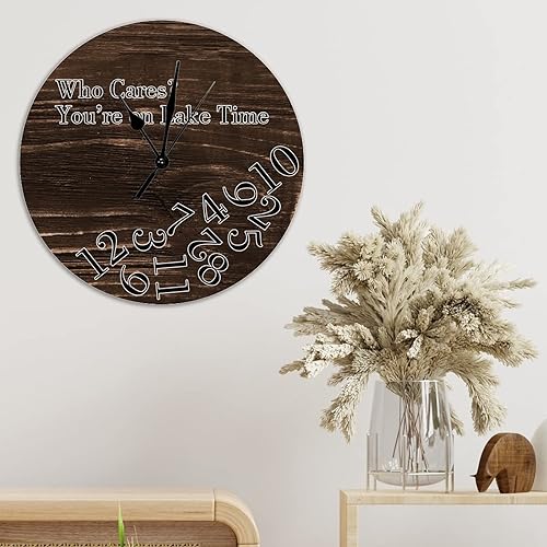 Vista 25 de Round Wall Clocks Whatever I'm Late Anyway Wood Wall Clocks Vintage Brown Wood Grain Distressed Clocks Battery Operated Rustic Shabby Wooden Clock