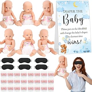 37 Pcs Baby Shower Diaper Changing Game Supplies Including Dolls Blindfo...