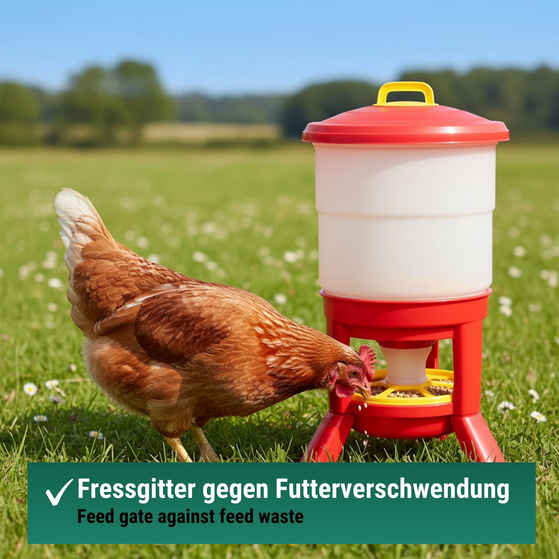 Agrarzone Hühner Futterspender 50 L Metall Futterautomat Geflügel