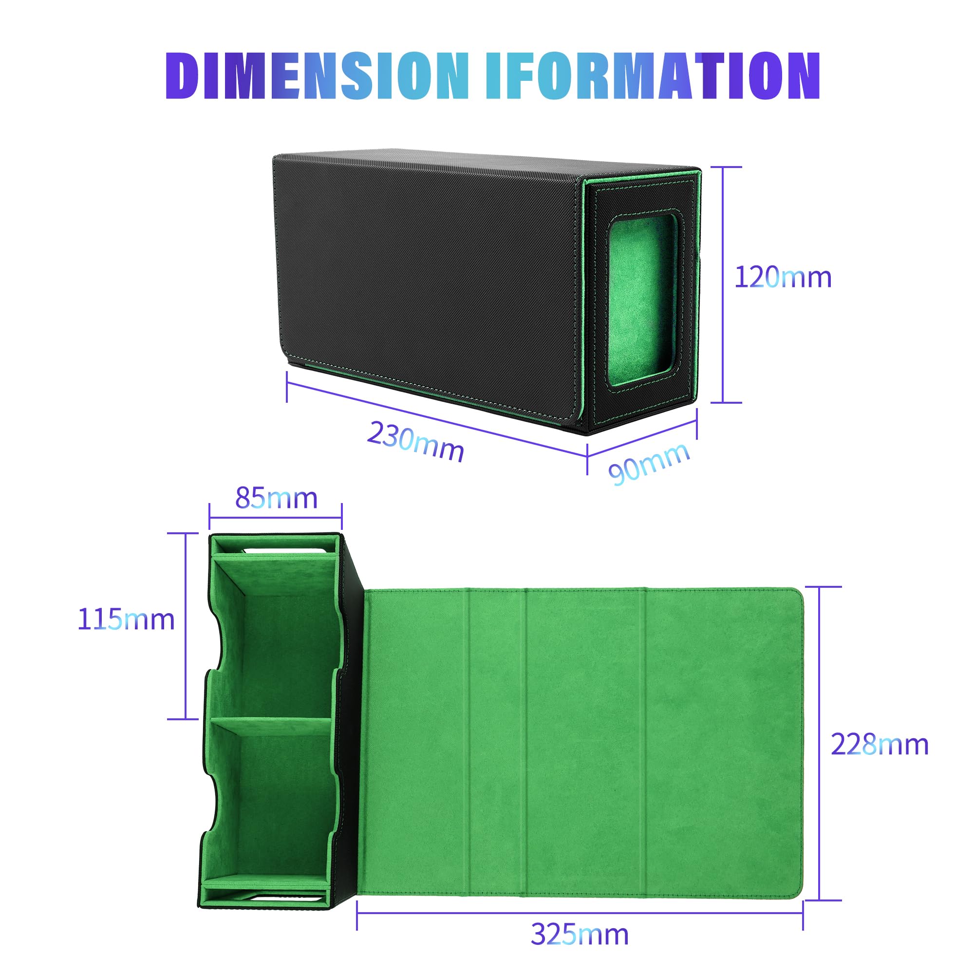 UAONO MTG Deck Box with 2 Commander Display and Dice Tray-Patented Design, Double Deck Box for 250+ Single Sleeved Cards - Image 3