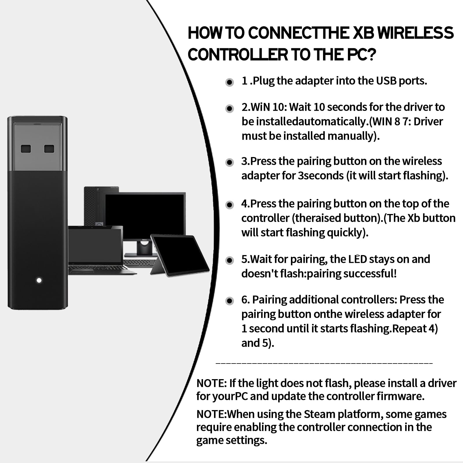 Adattatore Wireless per Controller Xbox – Adattatore Bluetooth per Controller Xbox X/S/Elite, Compatibile con Windows 10/11/8/8.1/7