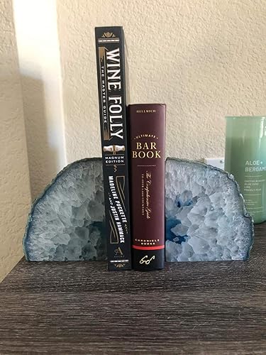 Miniatura 6 de AMOYSTONE Sujetalibros de cuarzo rosa de 4 a 6 libras y sujetalibros de ágata azul pequeño de 2 a 3 libras