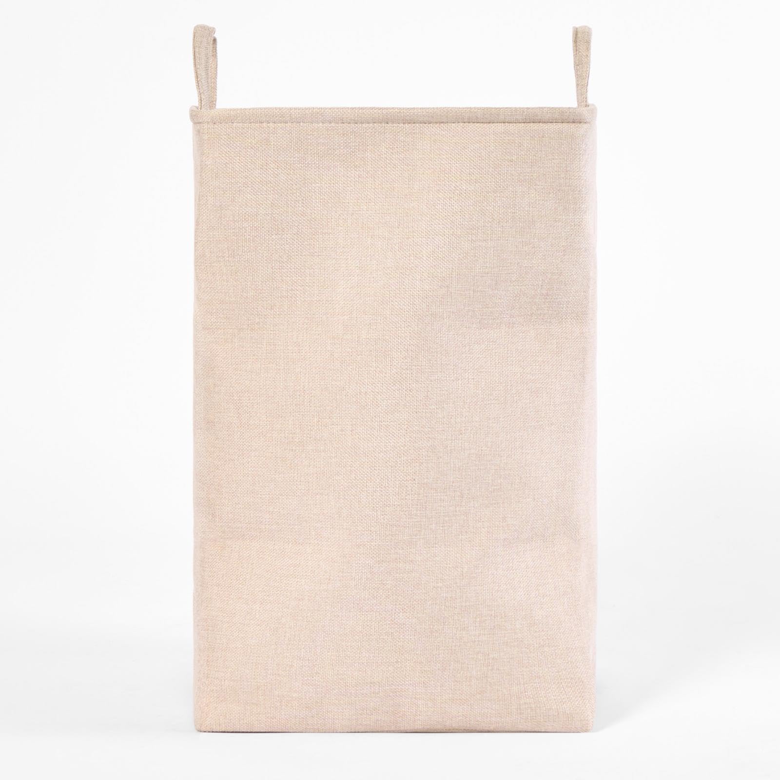 OHS Laundry Basket Bag Foldable Drawstring Clothes Organiser Faux LinenBeige from B&Q