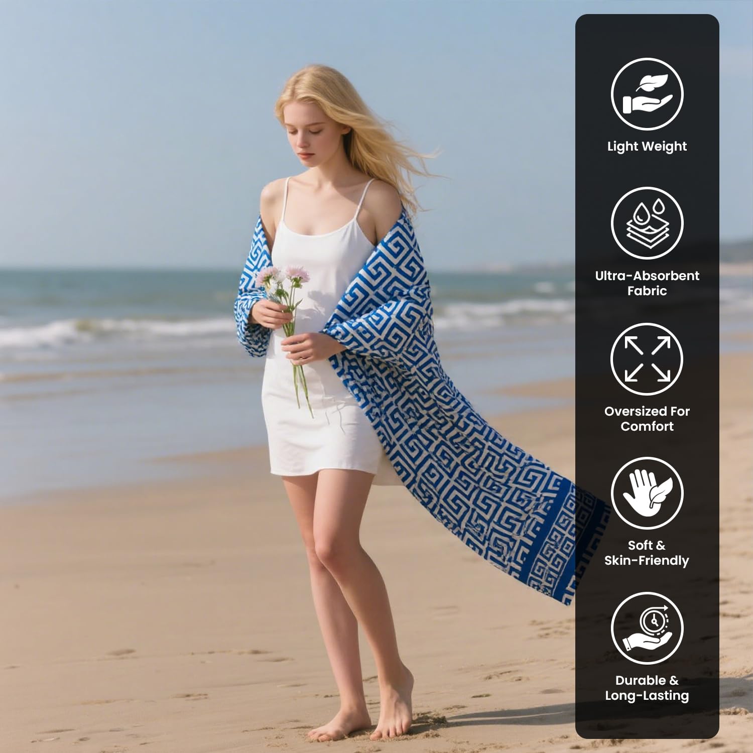 GC GAVENO CAVAILIA Extra Large Beach Towel for Adults - Quick Dry Microfibre Printed Beach Towels - Super Absorbent Beach Towel for Swim (180 x 100 cm) - (1 Piece) Soft, Sand Free,Lightweight - Multi — view 2