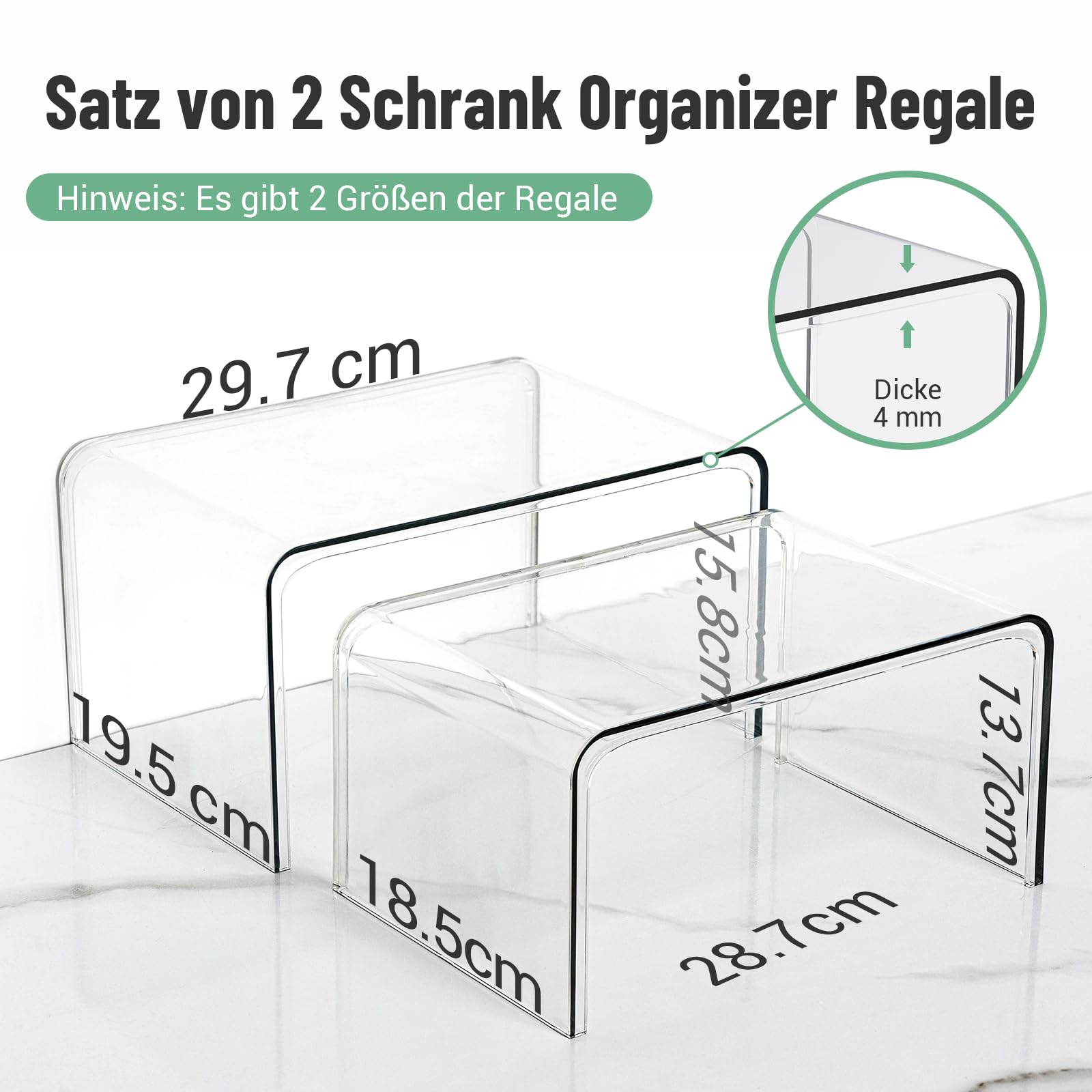 Klares Küchenschrank Organizer, 2 Modern Gewürz Organizer Küche, Küchen-Organizer, Stapelregal, Gewürzregal Stehend, Gewürztreppe, Kücheneckregal für Arbeitsplatte Küche Deko, Tassenregal, Tischregal
