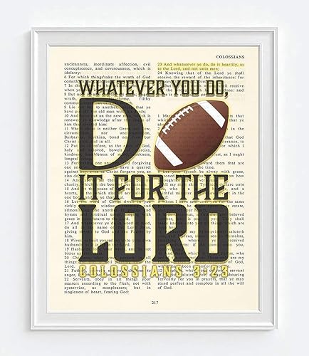 Miniatura 2 de Fútbol - Whatever You Do, Do It For the Lord - Colosenses 323 - Impresión de arte de pared con versículo bíblico vintage, sin marco, obras de arte