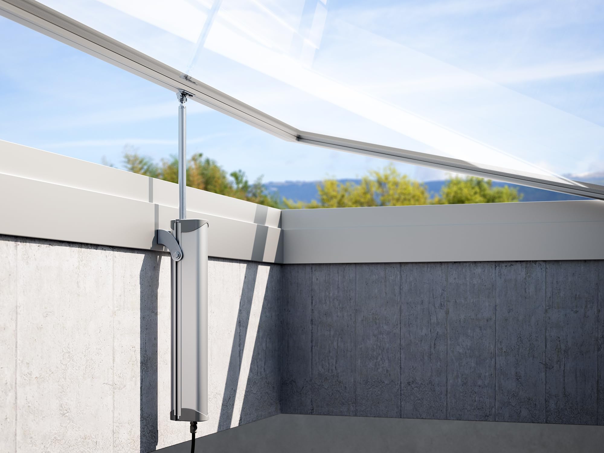 RAYWIN Fensteröffner elektrisch 230V grau R20/300 Fensterantrieb mit Stange