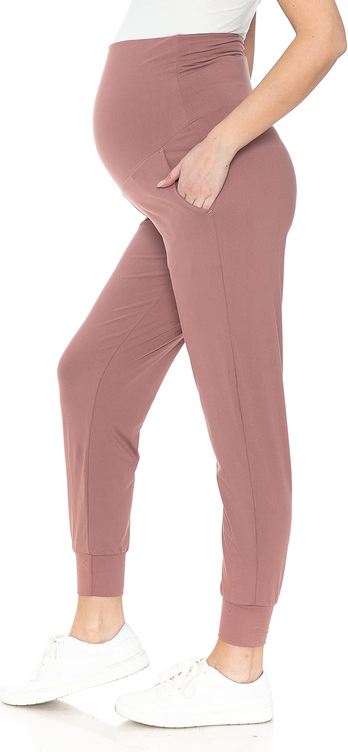 Leggings Depot Maternity Pants for Women Over The Belly Pregnancy Joggers  Casual Lounge Pants