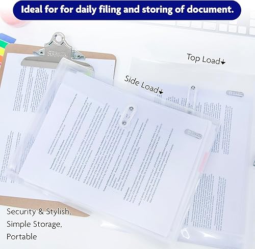 Miniatura 4 de BAZIC Sobres de polietileno de plástico, tamaño carta, cierre de cuerda, 1 carga superior y 1 lateral, carpetas de archivo tamaño A4, suministros de