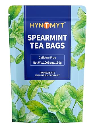 HYNTMYT Spearmint Tea Bags, Crisp & Clean Flavor, Caffeine Free, 100 Count