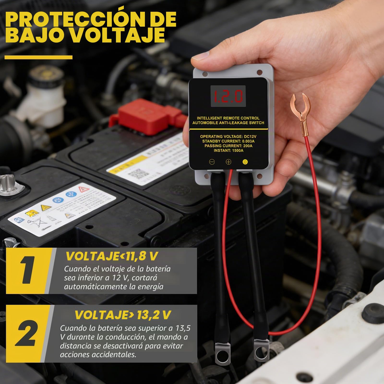 12V 200A Batterietrennschalter Autobatterieschalter, Batterie Trennschalter mit LED-Spannungsanzeige, Fernbatterie Trennschalter Funkschalter Set mit Fernbedienung für Auto RV, ATV, Boot, LKW