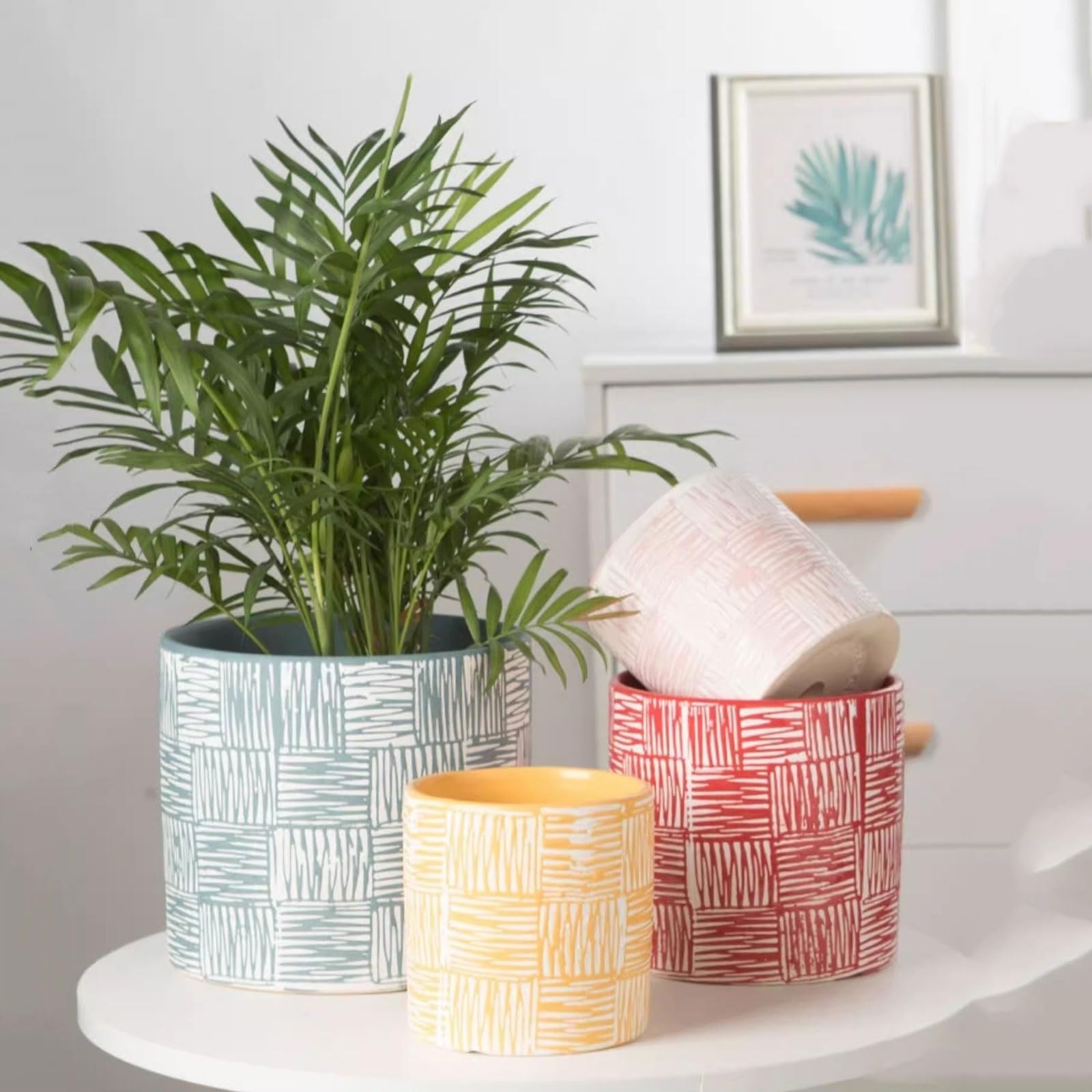 Dekoracja Prosta duża ceramiczna doniczka dom salon kryty kreatywny luksus sadzenia zielonych roślin doniczkowych w pomieszczeniach (pomarańczowy, duży)
