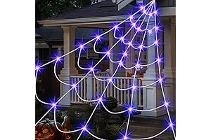 XL Halloween Decor: 14.8 x 16.4 FT Spider Web Lights
