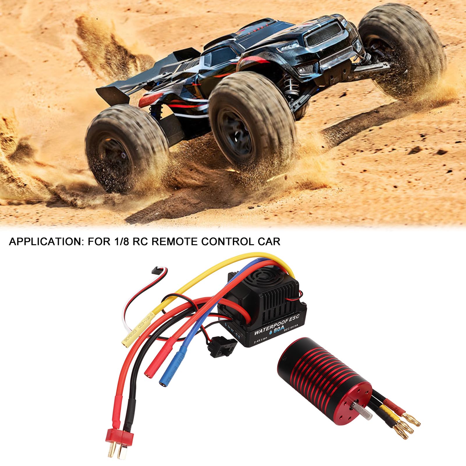 Juego ESC de Motor sin Escobillas RC, Escala 1/8 de Alto par