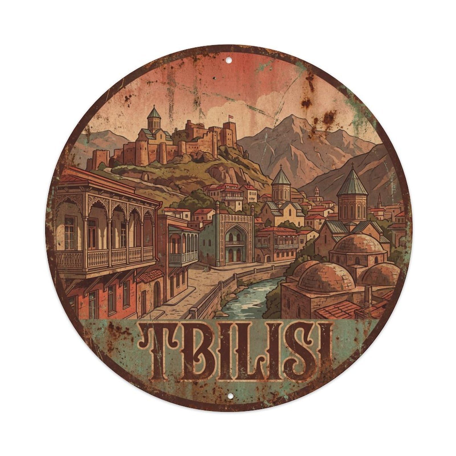 Travel Retro Georgia Tbilisi Metal Tin Sign