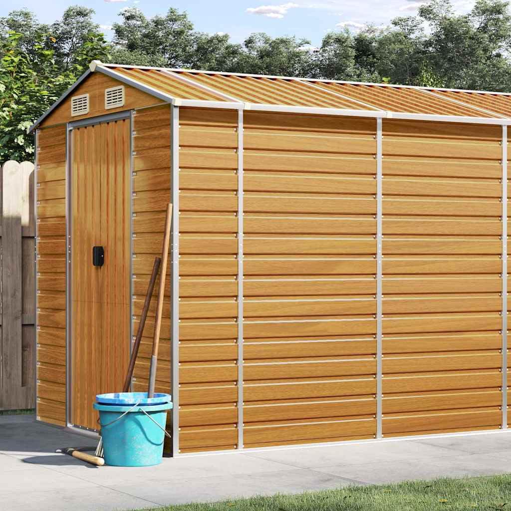 Cobertizo 191x725x198 cm Acero Galvanizado Marrón Claro