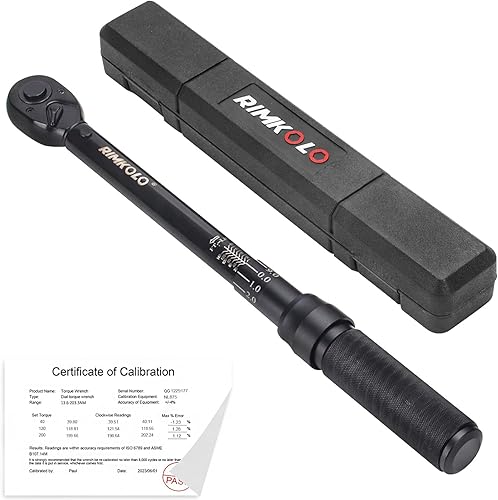 RIMKOLO Llave dinamométrica de clic de 12 pulgada, llave dinamométrica de doble dirección de 72 dientes con hebilla (10-150 ft.-lb.13.6-203.3 Nm)