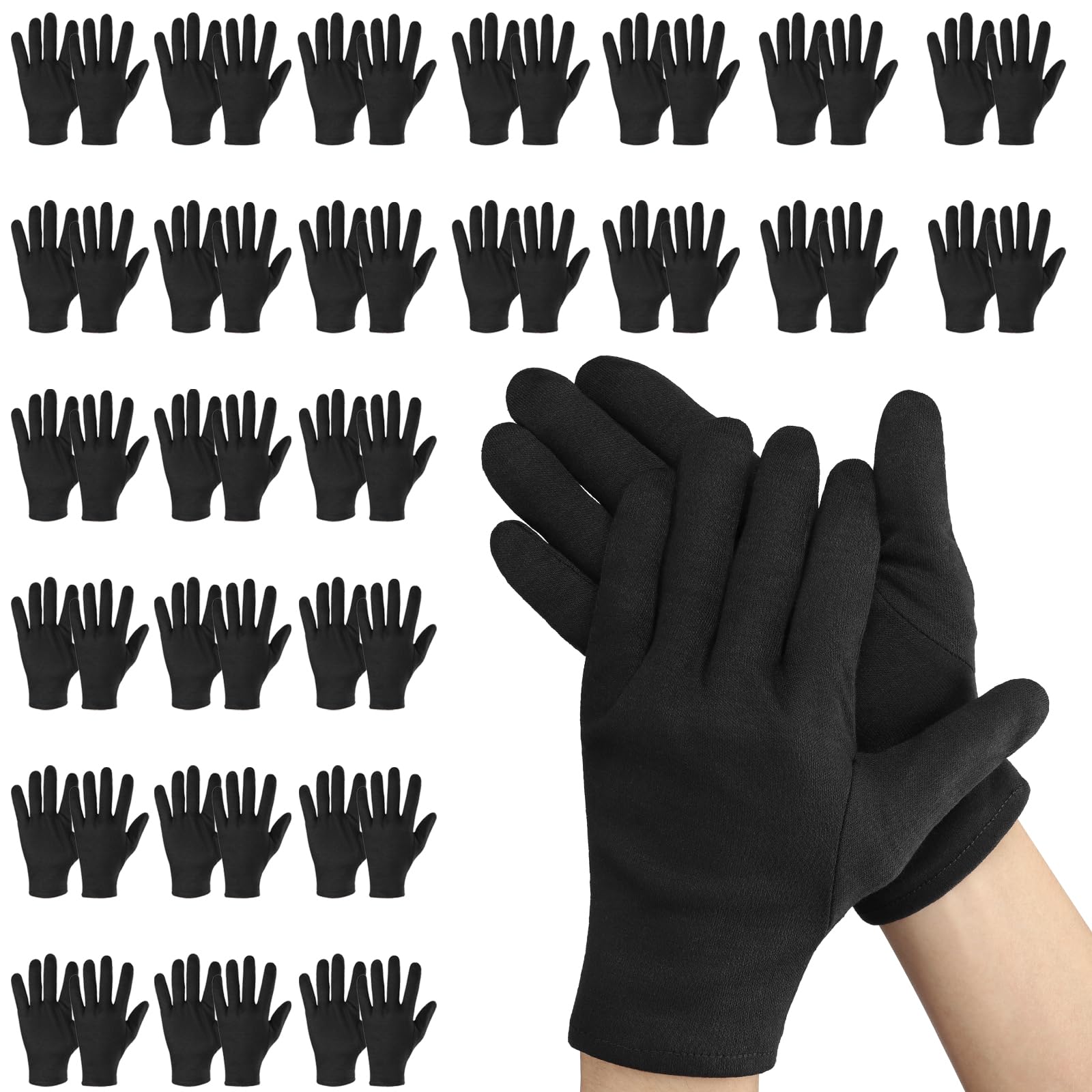 Einfa Cotton Gloves - Black Cotton Gloves 30 Pairs (60 Pieces) - 25 cm Large L Work Gloves - Fabric Gloves Work Gloves Gardening - Gloves Cotton Black