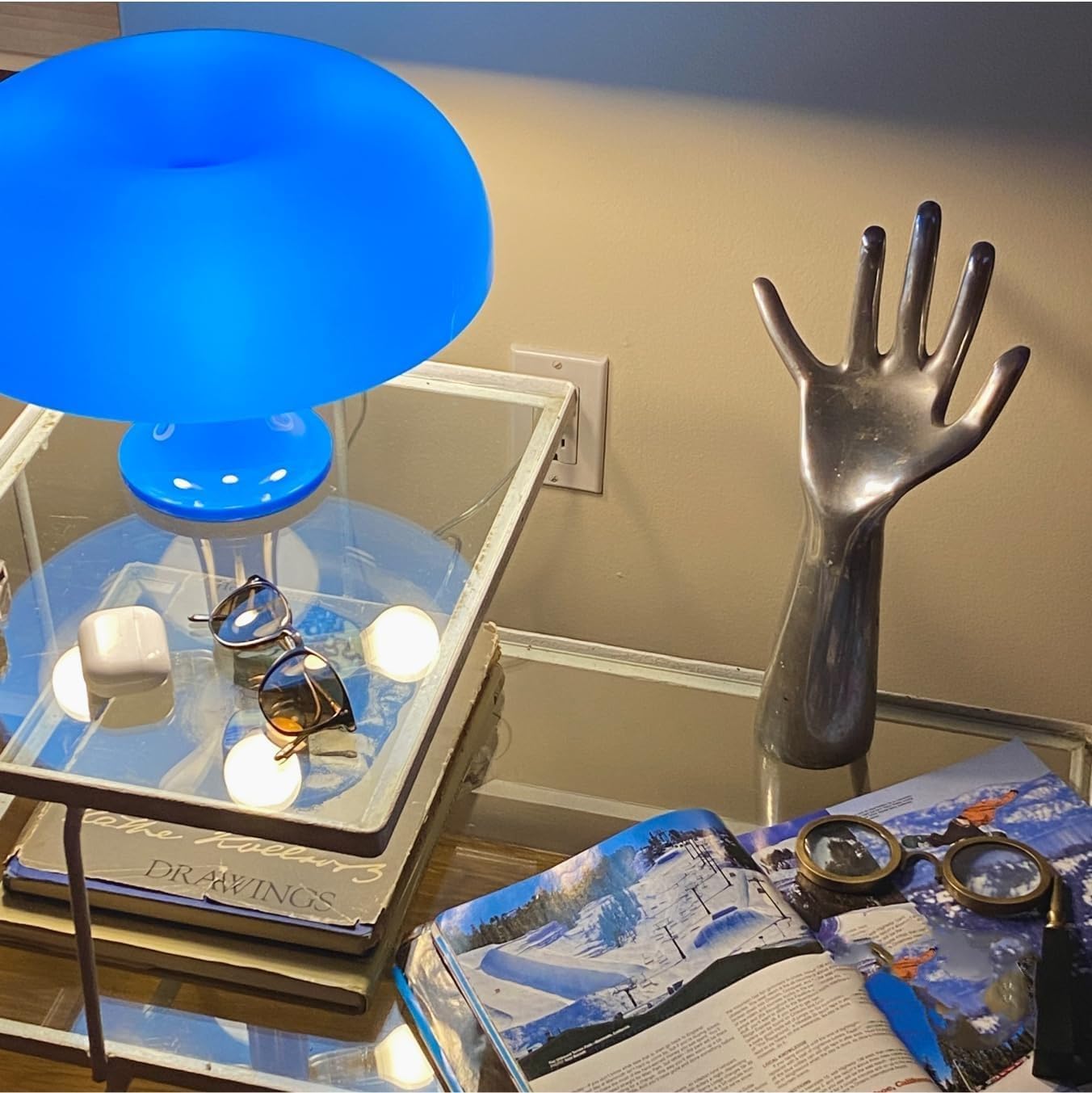 Pilz Lampe, Pilz Lampe,Mushroom Lamp Für Raum Ästhetische Moderne Beleuchtung Für Schlafzimmer Kühle Retro Wohnzimmer Dekor (Blau)