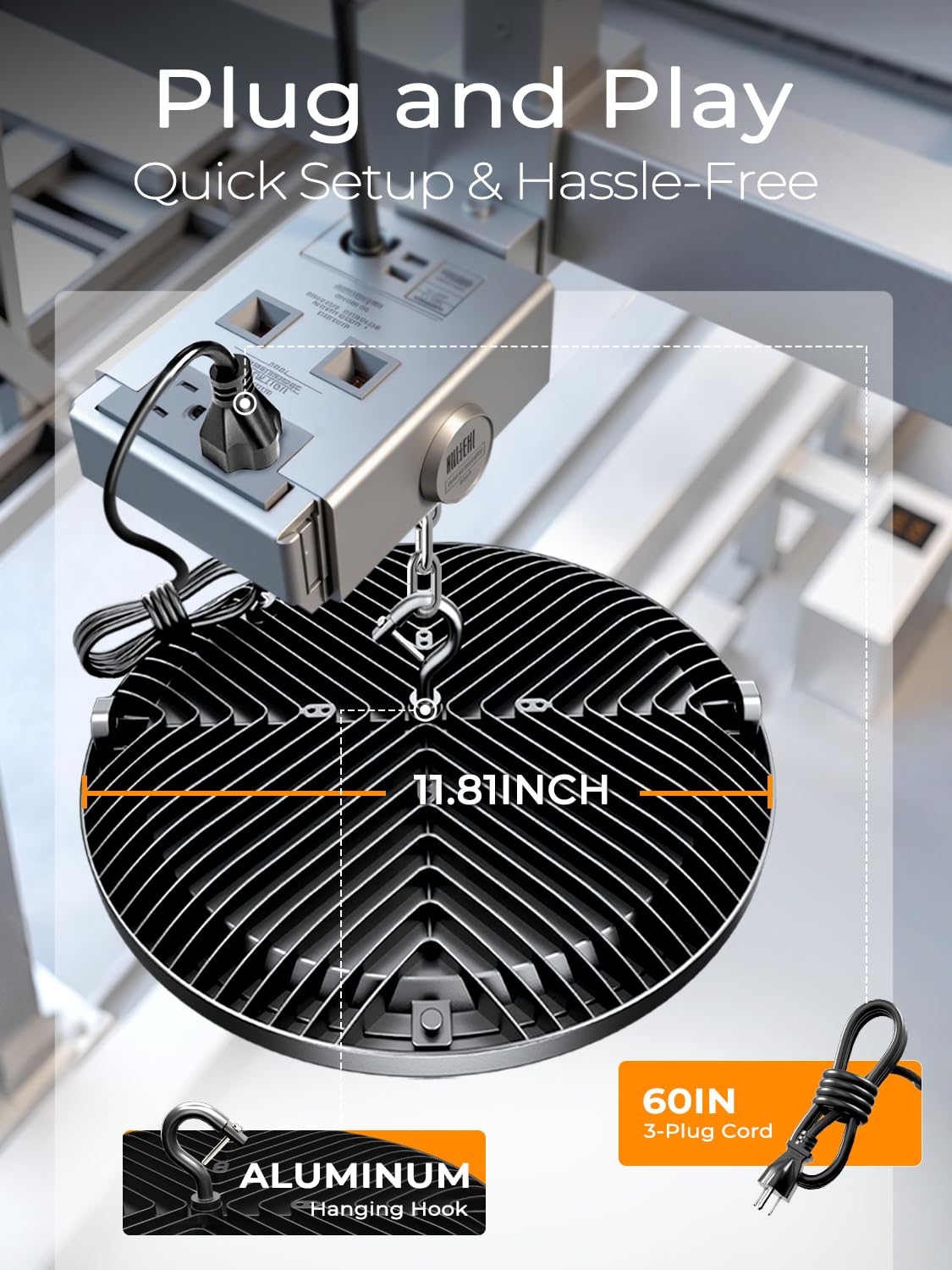 200W UFO LED High Bay Lights 30000LM LED Shop Lights Garage Lights IP65 Waterproof 5000K Daylight Industrial for — view 3