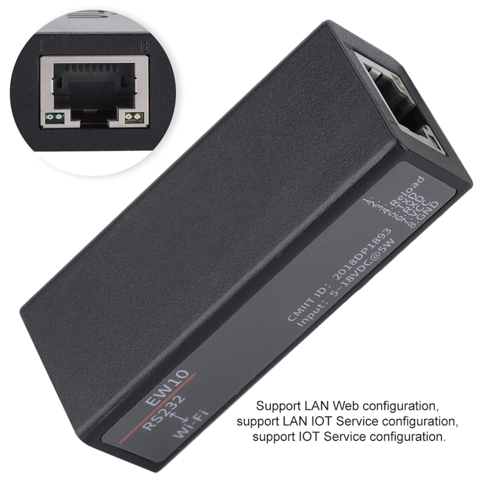 Ejoyous Serwer Szeregowy Wi-Fi, łatwa Instalacja RS232 do Wi-Fi, 5-36 V DC 160 MHz