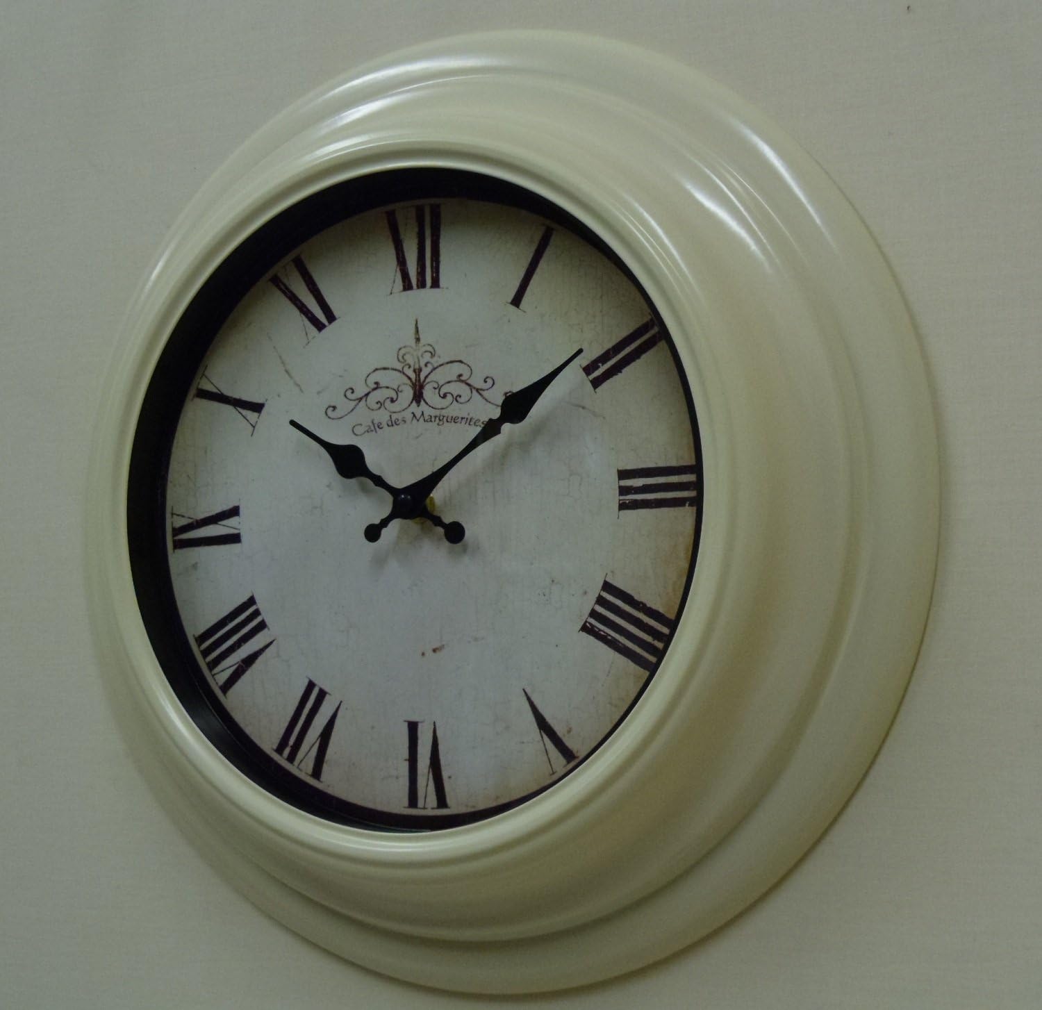 large Cream Wall Clock 'Cafe Des Marguerites' Amazon.co.uk Home