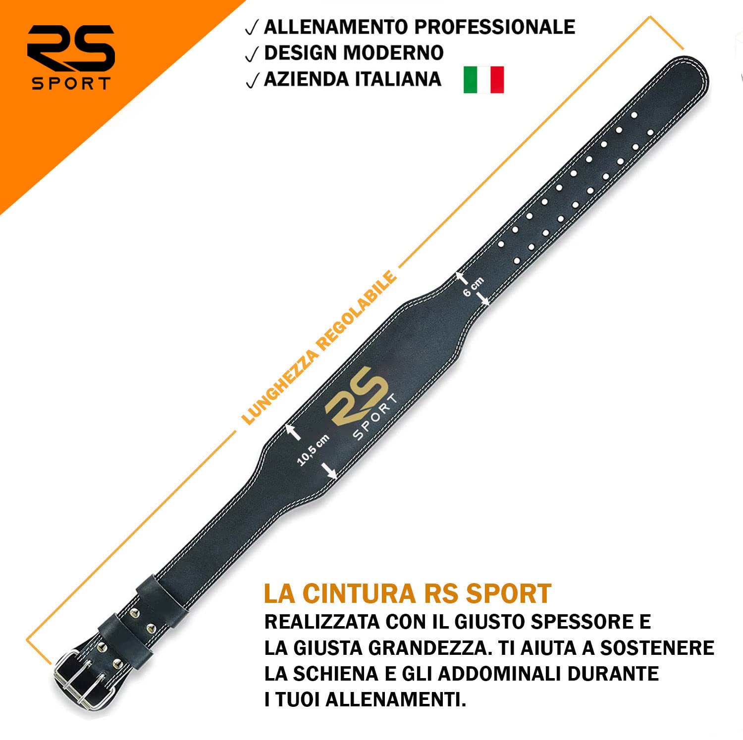 RS SPORT Cintura Palestra Sollevamento Pesi, 10 Fori Regolabile, Cinta Professionale Pesistica, Bodybuilding, Fitness, Gym, Allenamento Powerlifting, Palestra, Imbottita Schiena per Uomo Donna