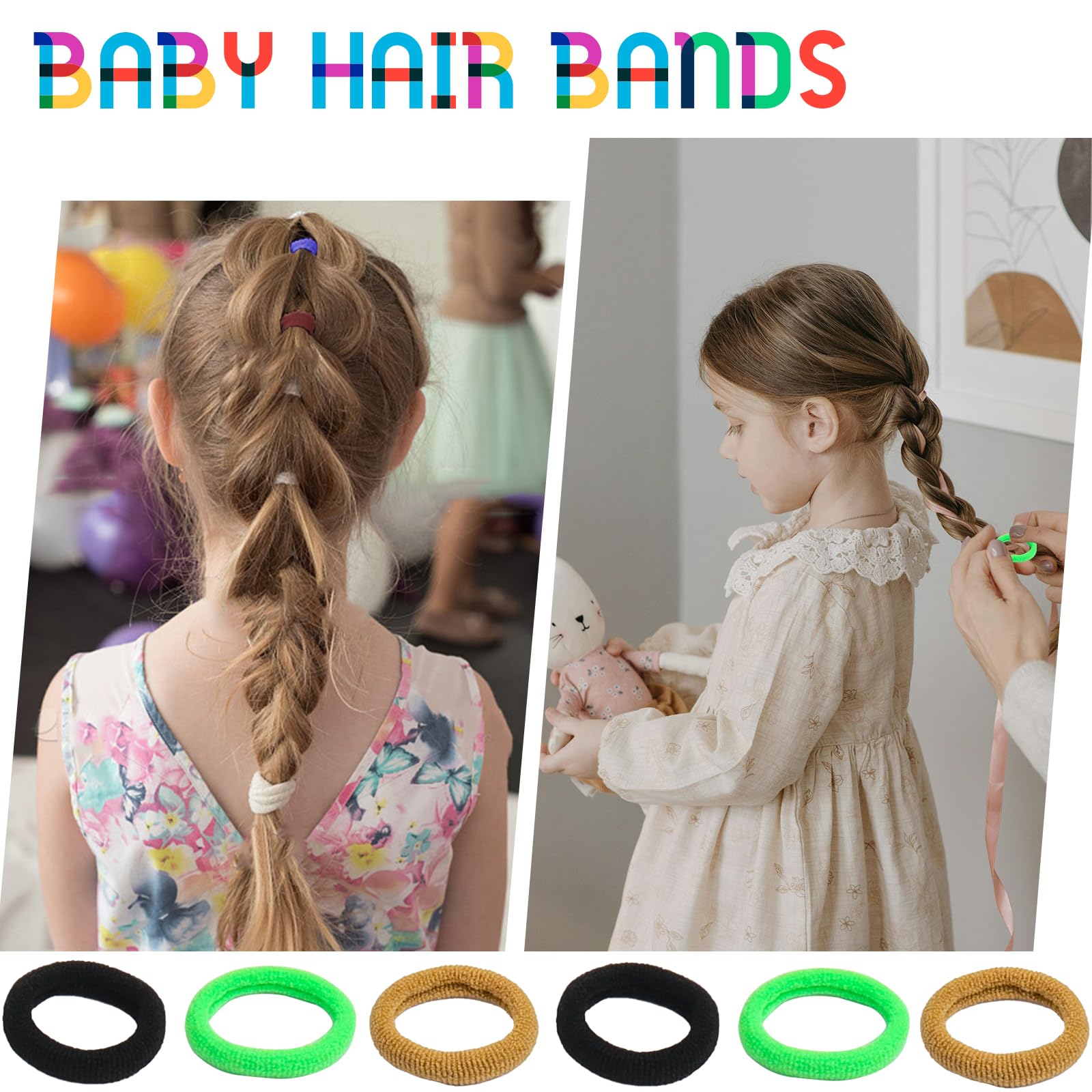 BEILUBANG 200PCS Cotton baby Hair Bands, Multi-colour baby Elastic Hair Bands, Colourful Bobble Hair Styles - Image 3