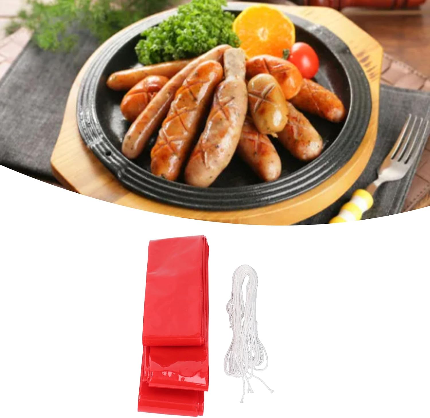 Plastic Sausage Casings, 8 Strings & 59g for Hot Dog